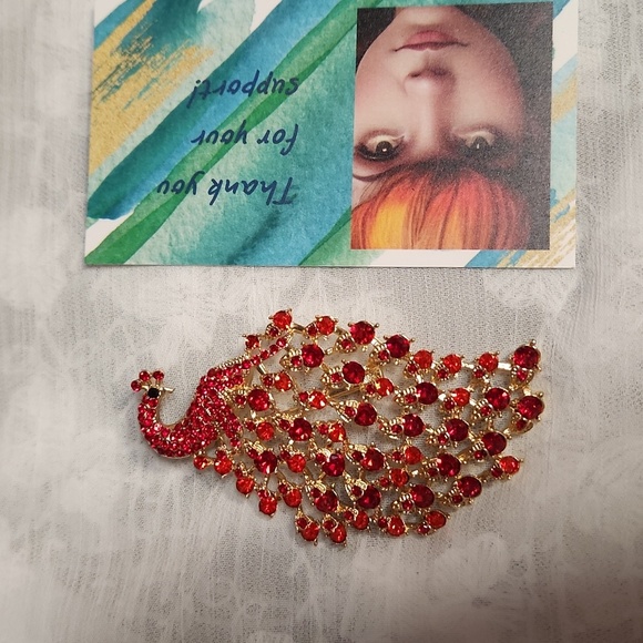 Act Deco 20s Vintage Look Red Peacock - Picture 2 of 2